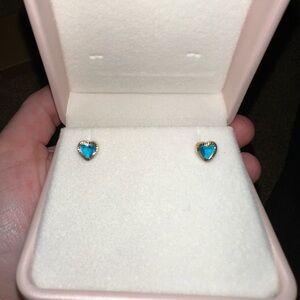 Blue Topaz Heart Stud Earrings